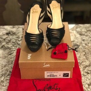 Christian Louboutin Open Toe Black Leather